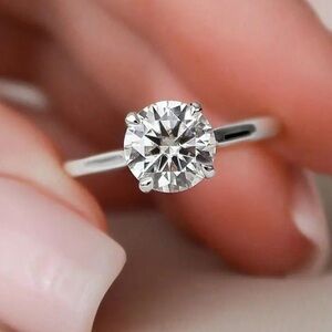 S925 Sterling Silver 2CT CZ Solitaire Ring - Size 6 - NWT